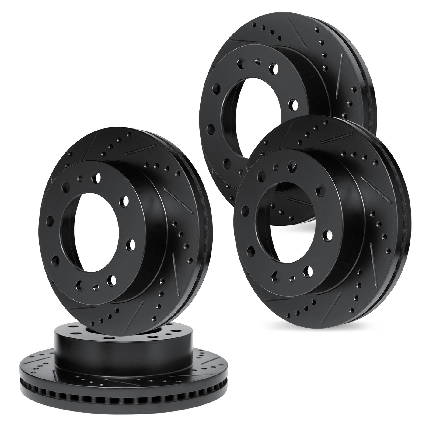 R1 Concepts black drilled and slotted rotor set